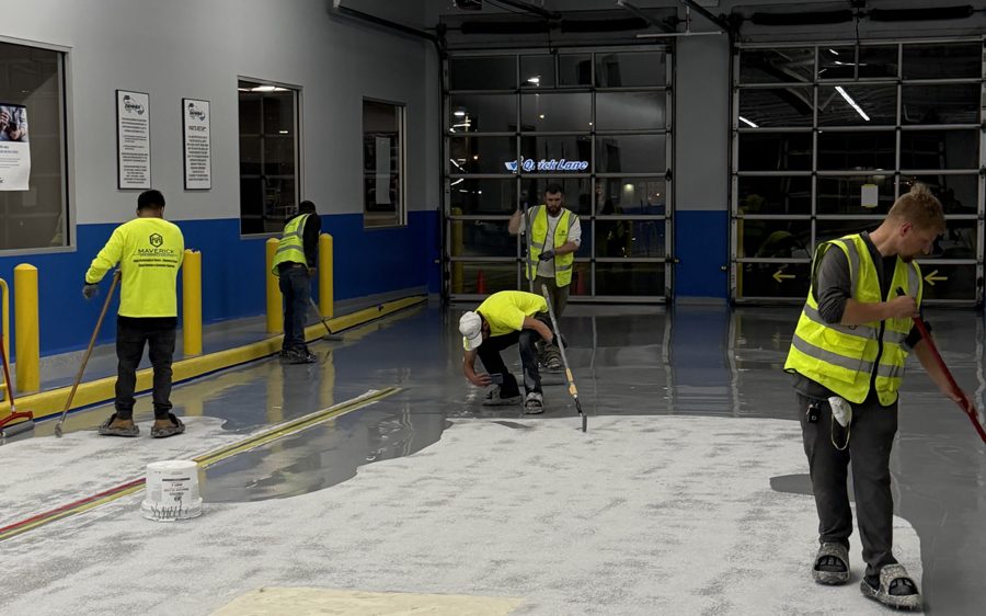 MavSeal HWU high-wear urethane topcoat over a finished Maverick floor system